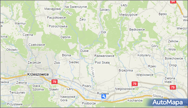 mapa Radwanowice, Radwanowice na mapie Targeo