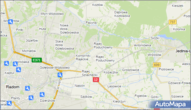 mapa Rajec Poduchowny, Rajec Poduchowny na mapie Targeo