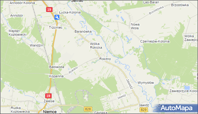 mapa Rokitno gmina Lubartów, Rokitno gmina Lubartów na mapie Targeo