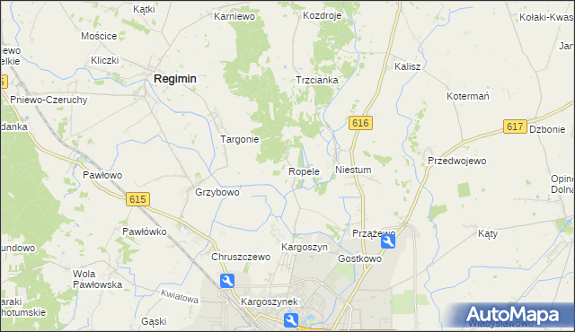 mapa Ropele, Ropele na mapie Targeo