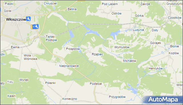 mapa Rząbiec, Rząbiec na mapie Targeo