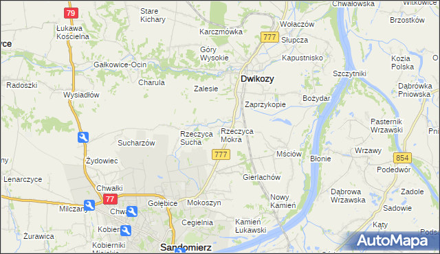 mapa Rzeczyca Mokra, Rzeczyca Mokra na mapie Targeo