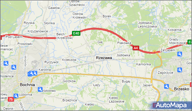 mapa Rzezawa, Rzezawa na mapie Targeo