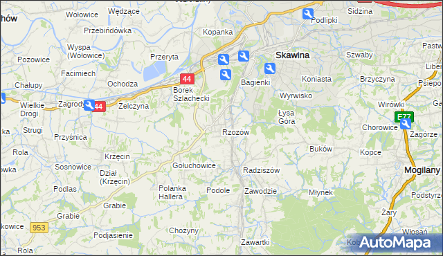 mapa Rzozów, Rzozów na mapie Targeo