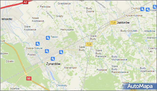 mapa Sade Budy, Sade Budy na mapie Targeo