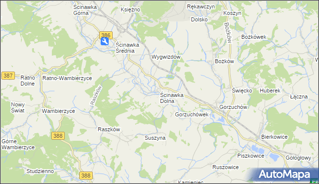 mapa Ścinawka Dolna, Ścinawka Dolna na mapie Targeo