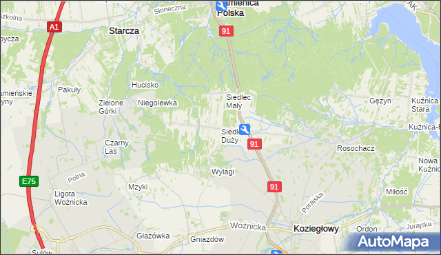 mapa Siedlec Duży, Siedlec Duży na mapie Targeo