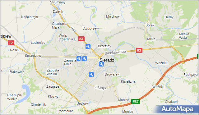 mapa Sieradz, Sieradz na mapie Targeo