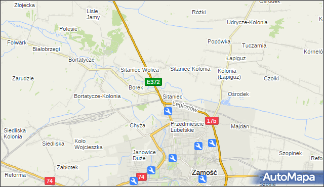 mapa Sitaniec, Sitaniec na mapie Targeo