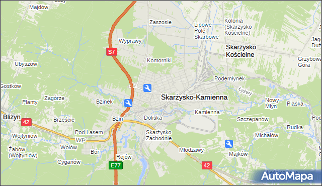 mapa Skarżysko-Kamienna, Skarżysko-Kamienna na mapie Targeo