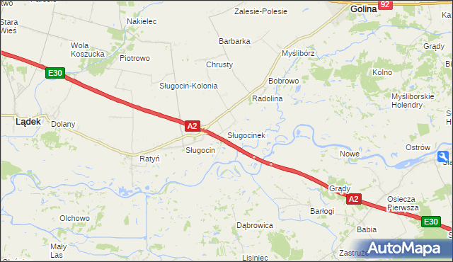 mapa Sługocinek, Sługocinek na mapie Targeo