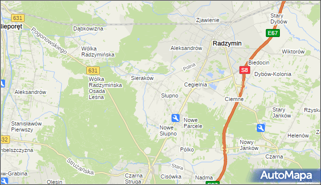 mapa Słupno gmina Radzymin, Słupno gmina Radzymin na mapie Targeo