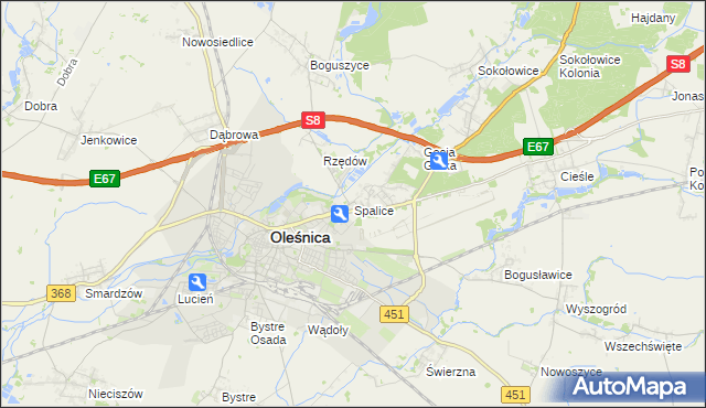 mapa Spalice, Spalice na mapie Targeo