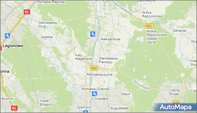 mapa Stanisławów Pierwszy gmina Nieporęt, Stanisławów Pierwszy gmina Nieporęt na mapie Targeo