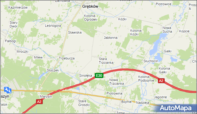 mapa Stara Trzcianka, Stara Trzcianka na mapie Targeo