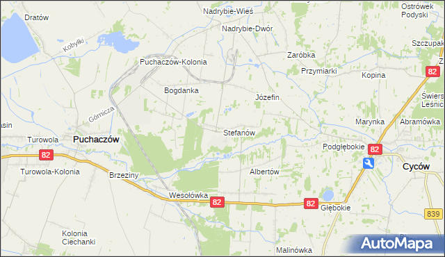 mapa Stefanów gmina Cyców, Stefanów gmina Cyców na mapie Targeo