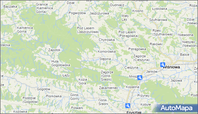mapa Stępina, Stępina na mapie Targeo