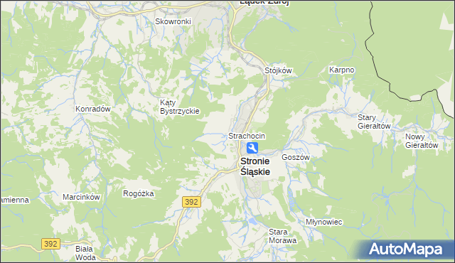 mapa Strachocin gmina Stronie Śląskie, Strachocin gmina Stronie Śląskie na mapie Targeo