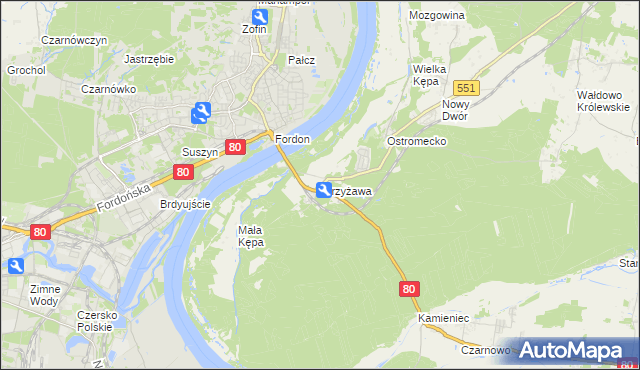 mapa Strzyżawa, Strzyżawa na mapie Targeo