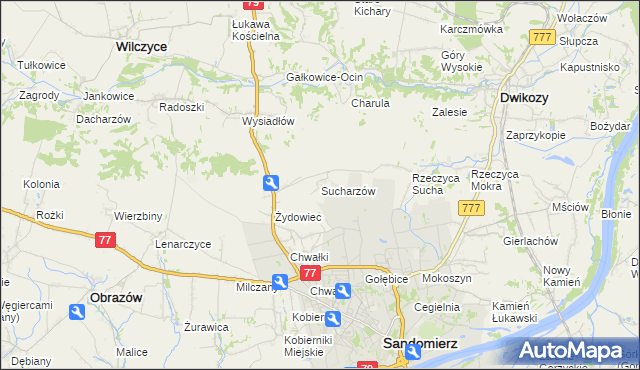 mapa Sucharzów, Sucharzów na mapie Targeo