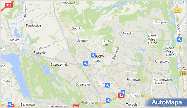 mapa Suchy Las powiat poznański, Suchy Las powiat poznański na mapie Targeo