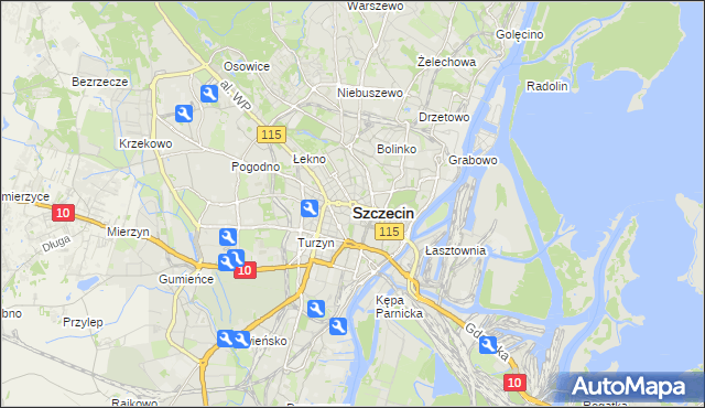 mapa Szczecina, Szczecin na mapie Targeo
