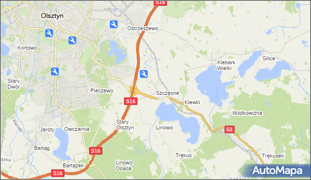 mapa Szczęsne gmina Purda, Szczęsne gmina Purda na mapie Targeo