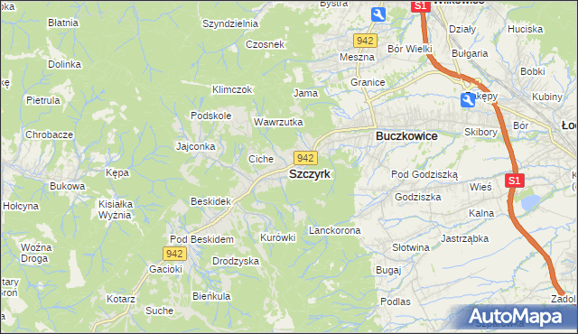 mapa Szczyrk, Szczyrk na mapie Targeo