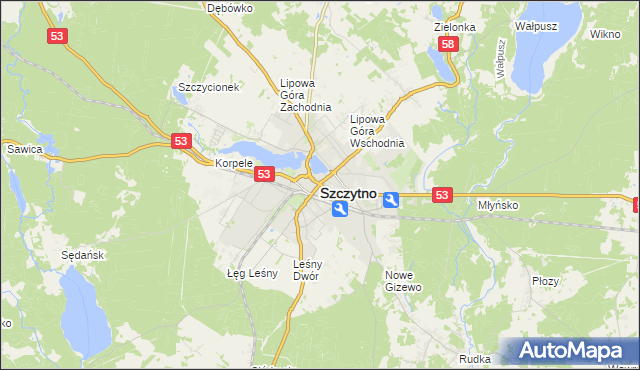 mapa Szczytno, Szczytno na mapie Targeo