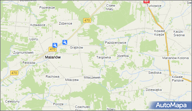 mapa Targówka gmina Malanów, Targówka gmina Malanów na mapie Targeo