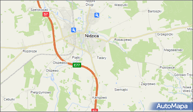 mapa Tatary gmina Nidzica, Tatary gmina Nidzica na mapie Targeo