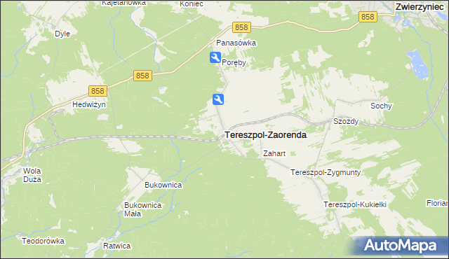 mapa Tereszpol-Zaorenda, Tereszpol-Zaorenda na mapie Targeo