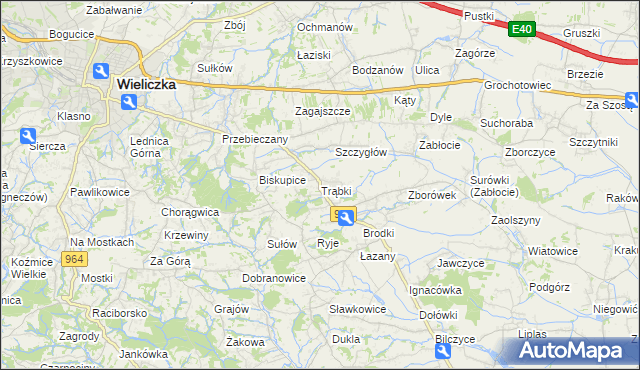 mapa Trąbki gmina Biskupice, Trąbki gmina Biskupice na mapie Targeo