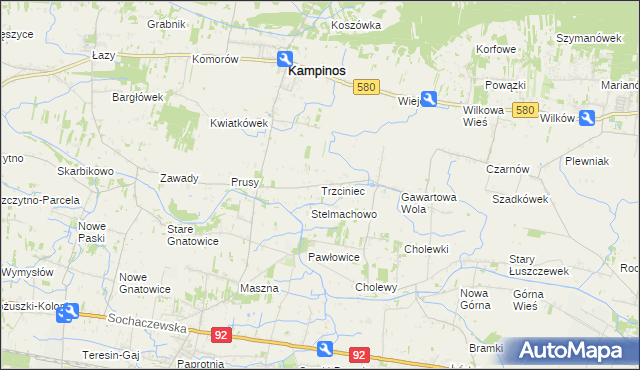 mapa Trzciniec gmina Leszno, Trzciniec gmina Leszno na mapie Targeo