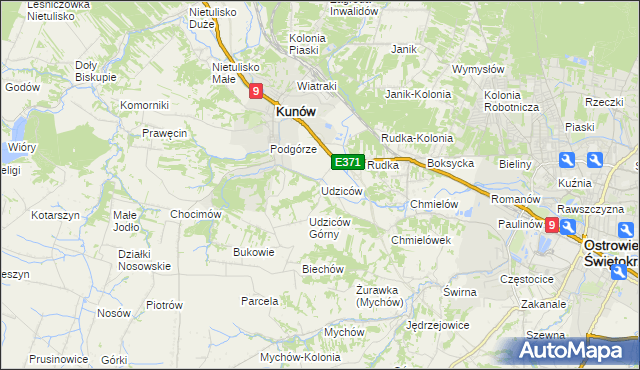 mapa Udziców, Udziców na mapie Targeo