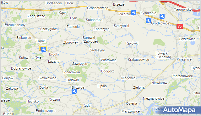 mapa Wiatowice, Wiatowice na mapie Targeo