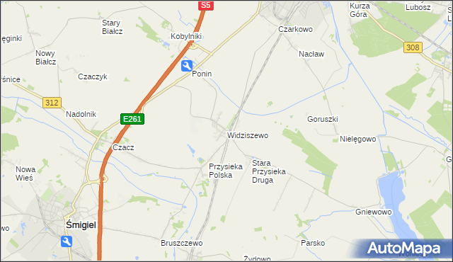 mapa Widziszewo, Widziszewo na mapie Targeo