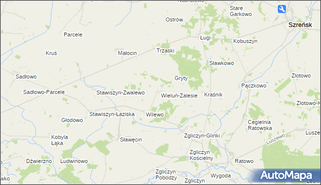mapa Wieluń-Zalesie, Wieluń-Zalesie na mapie Targeo