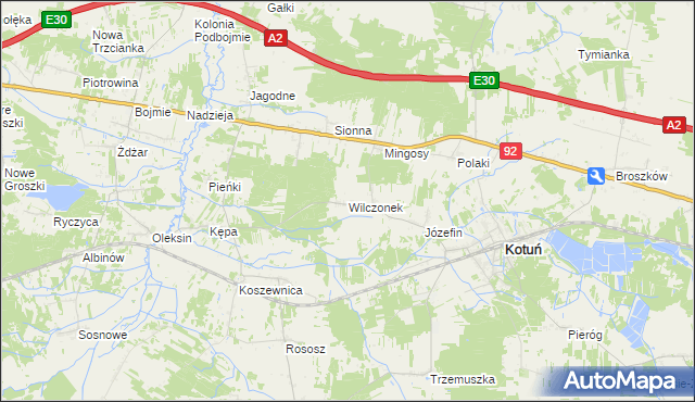 mapa Wilczonek, Wilczonek na mapie Targeo