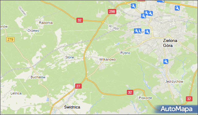 mapa Wilkanowo gmina Świdnica, Wilkanowo gmina Świdnica na mapie Targeo