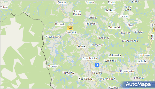 mapa Wisła, Wisła na mapie Targeo