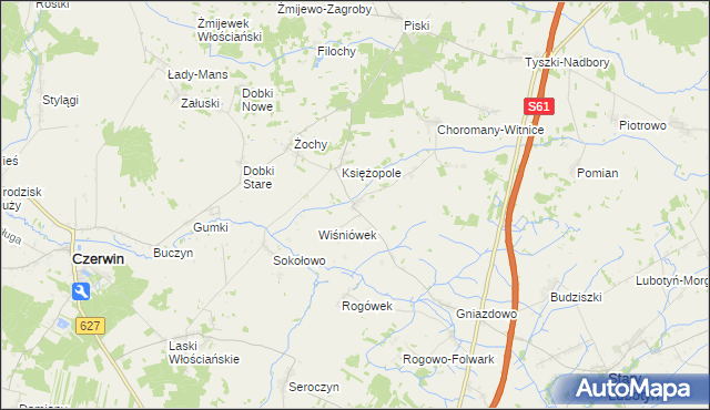 mapa Wiśniewo gmina Czerwin, Wiśniewo gmina Czerwin na mapie Targeo