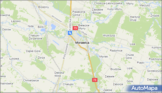 mapa Wola Morawicka, Wola Morawicka na mapie Targeo