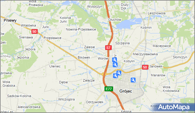 mapa Worów, Worów na mapie Targeo