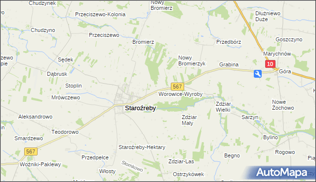 mapa Worowice-Wyroby, Worowice-Wyroby na mapie Targeo