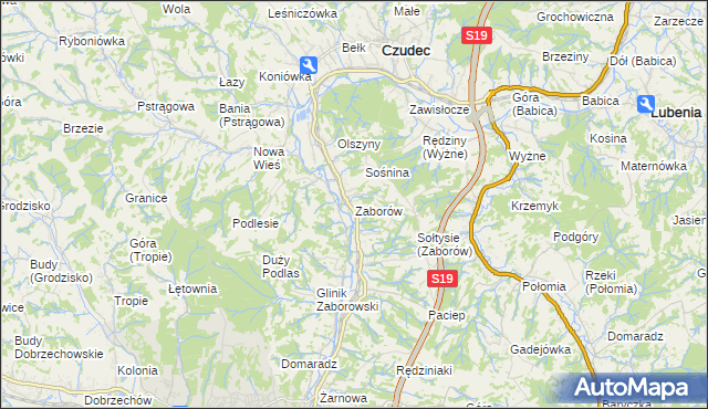 mapa Zaborów gmina Czudec, Zaborów gmina Czudec na mapie Targeo