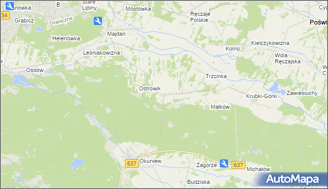 mapa Zabraniec, Zabraniec na mapie Targeo