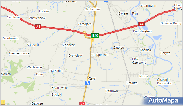 mapa Zadąbrowie gmina Orły, Zadąbrowie gmina Orły na mapie Targeo