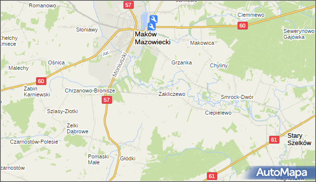 mapa Zakliczewo, Zakliczewo na mapie Targeo