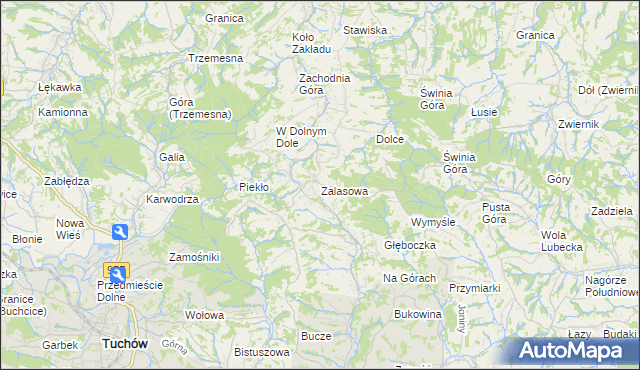 mapa Zalasowa, Zalasowa na mapie Targeo